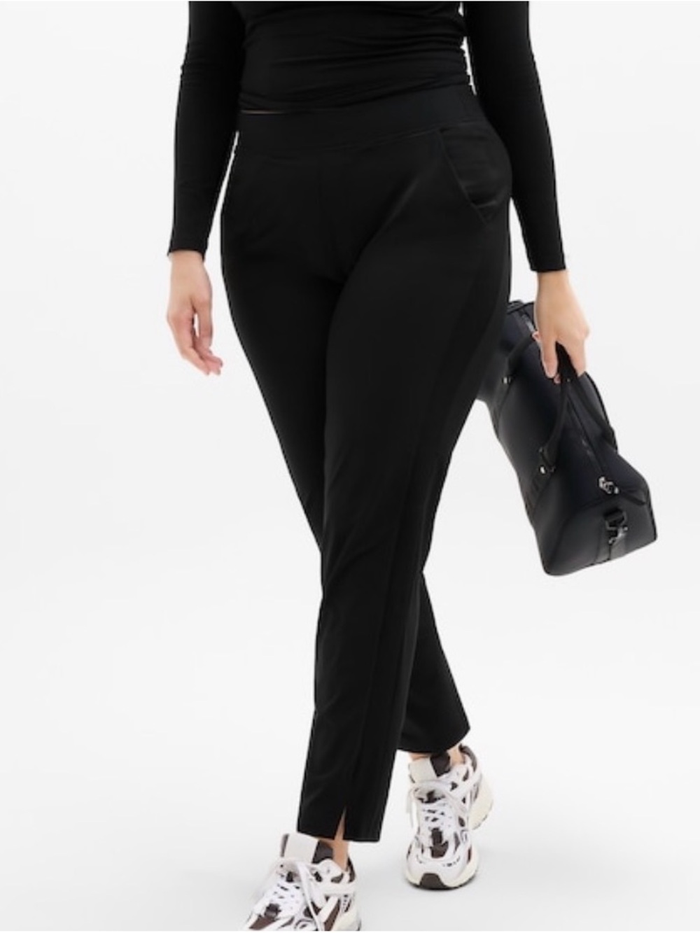 Athleta Brooklyn Mid Rise Ankle Pants Black Size 20 Travel Work Stretch